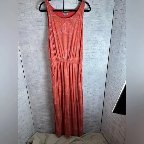 Lucky Brand Dress salmon, Maxi Chris cross top costal bohemian hippie pockets - Picture 1 of 13